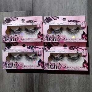 Ioni 3D Faux Mink Lashes XL Wispy Full 686604 100% Hand Made 4 Pack Lot Black